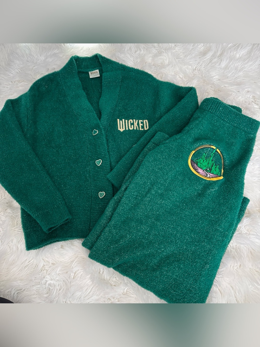 Wicked Green Embroidered Cardigan & Sweats see